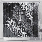 Personalized Penrith Panthers Rugby Shower Curtain Urban Street Graffiti Style - Distressed Splatter Elements