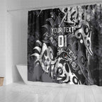 Personalized Penrith Panthers Rugby Shower Curtain Urban Street Graffiti Style - Distressed Splatter Elements