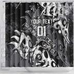 Personalized Penrith Panthers Rugby Shower Curtain Urban Street Graffiti Style - Distressed Splatter Elements