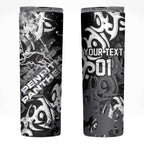 Personalized Penrith Panthers Rugby Skinny Tumbler Urban Street Graffiti Style - Distressed Splatter Elements