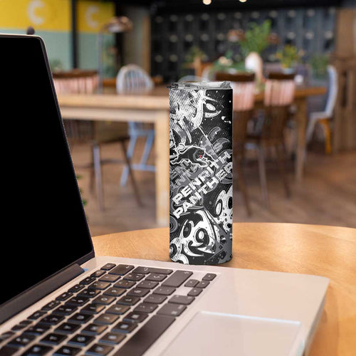 Personalized Penrith Panthers Rugby Skinny Tumbler Urban Street Graffiti Style - Distressed Splatter Elements