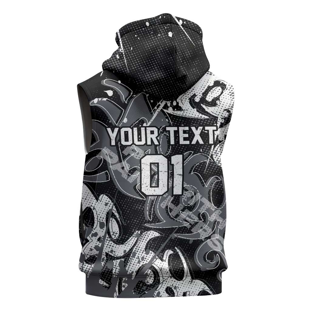 Personalized Penrith Panthers Rugby Sleeveless Hoodie Urban Street Graffiti Style - Distressed Splatter Elements