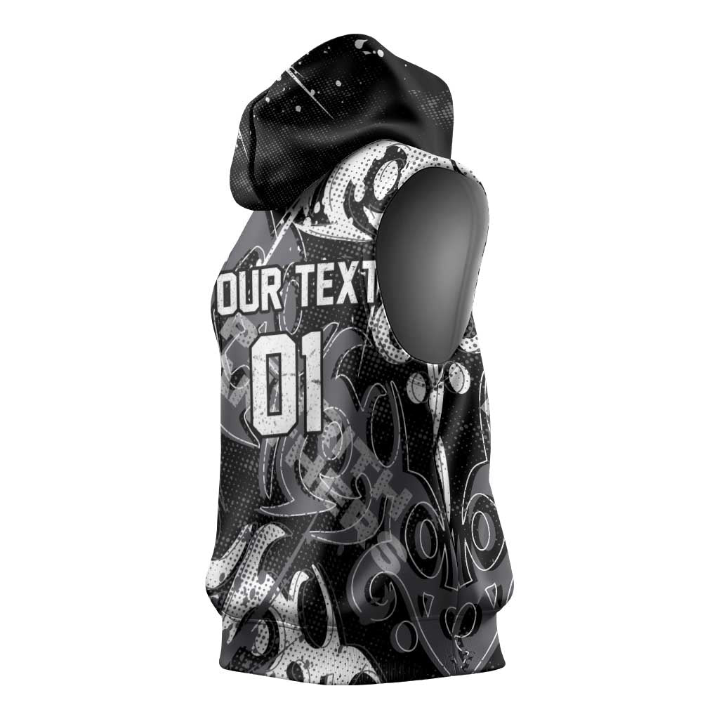 Personalized Penrith Panthers Rugby Sleeveless Hoodie Urban Street Graffiti Style - Distressed Splatter Elements