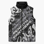 Personalized Penrith Panthers Rugby Sleeveless Puffer Jacket Urban Street Graffiti Style - Distressed Splatter Elements