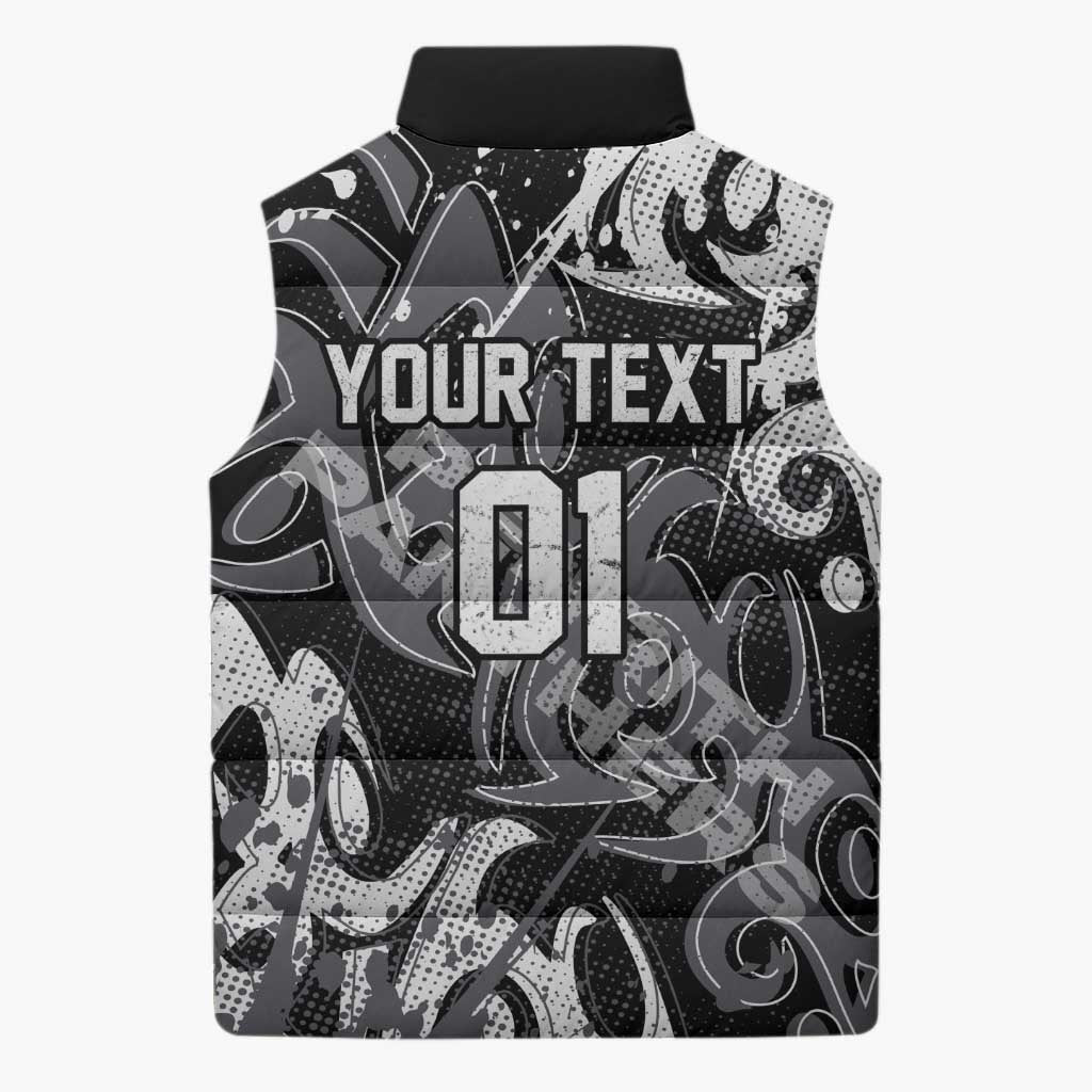 Personalized Penrith Panthers Rugby Sleeveless Puffer Jacket Urban Street Graffiti Style - Distressed Splatter Elements