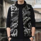 Personalized Penrith Panthers Rugby Sleeveless Puffer Jacket Urban Street Graffiti Style - Distressed Splatter Elements
