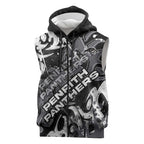 Personalized Penrith Panthers Rugby Sleeveless Zip Hoodie Urban Street Graffiti Style - Distressed Splatter Elements