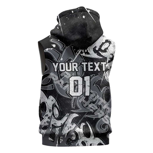Personalized Penrith Panthers Rugby Sleeveless Zip Hoodie Urban Street Graffiti Style - Distressed Splatter Elements
