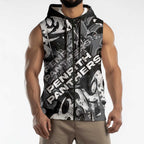 Personalized Penrith Panthers Rugby Sleeveless Zip Hoodie Urban Street Graffiti Style - Distressed Splatter Elements