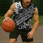 Personalized Penrith Panthers Rugby Sleeveless Zip Hoodie Urban Street Graffiti Style - Distressed Splatter Elements