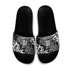 Personalized Penrith Panthers Rugby Slide Sandals Urban Street Graffiti Style - Distressed Splatter Elements