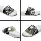 Personalized Penrith Panthers Rugby Slide Sandals Urban Street Graffiti Style - Distressed Splatter Elements