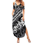 Personalized Penrith Panthers Rugby Summer Maxi Dress Urban Street Graffiti Style - Distressed Splatter Elements