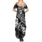 Personalized Penrith Panthers Rugby Summer Maxi Dress Urban Street Graffiti Style - Distressed Splatter Elements