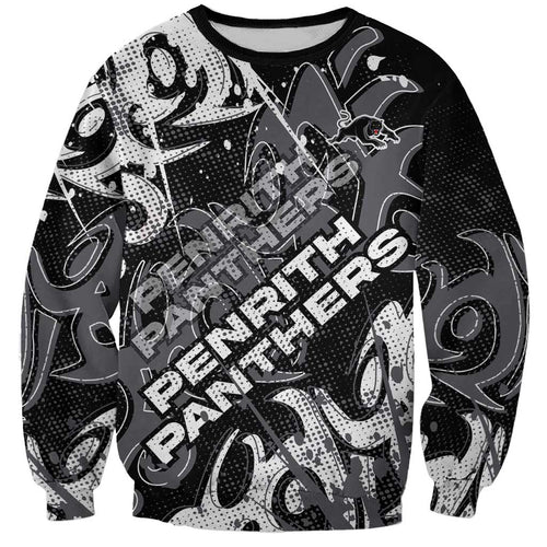 Personalized Penrith Panthers Rugby Sweatshirt Urban Street Graffiti Style - Distressed Splatter Elements