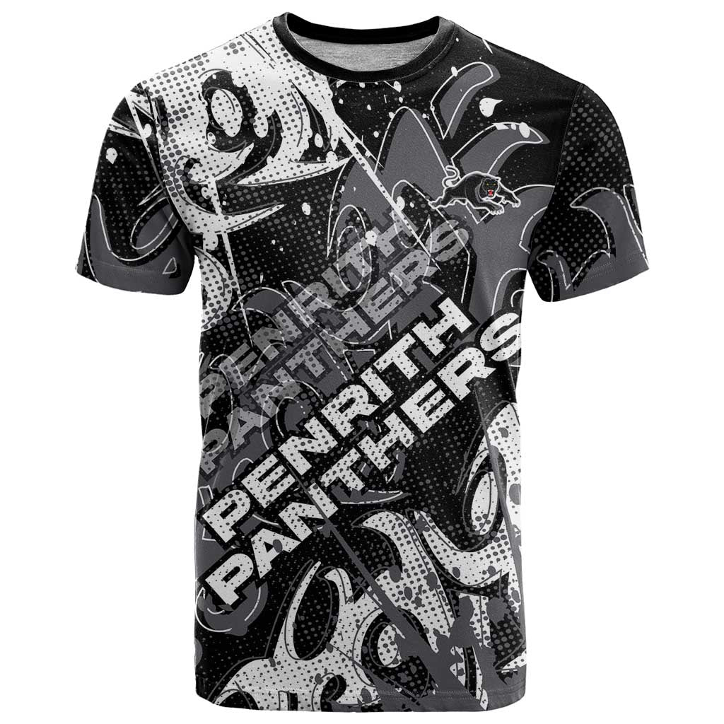 Personalized Penrith Panthers Rugby T Shirt Urban Street Graffiti Style - Distressed Splatter Elements