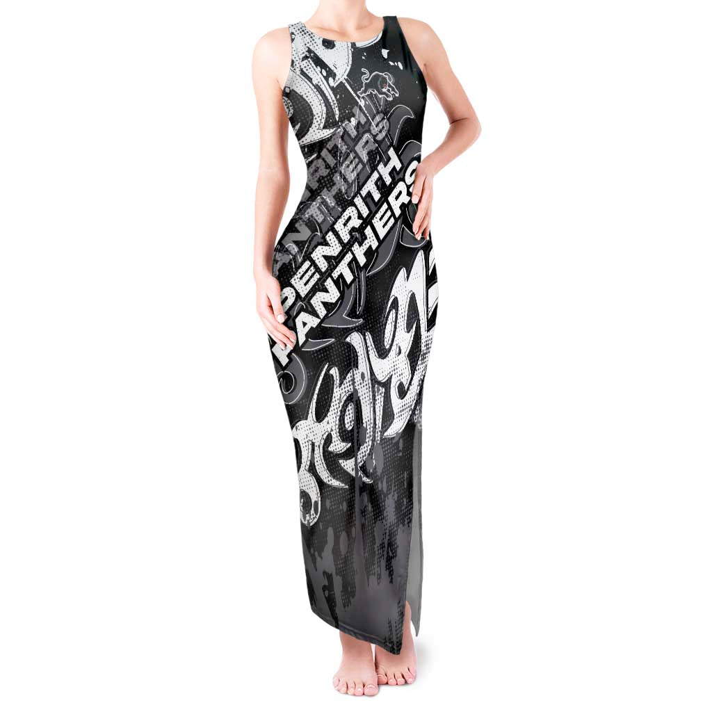 Personalized Penrith Panthers Rugby Tank Maxi Dress Urban Street Graffiti Style - Distressed Splatter Elements