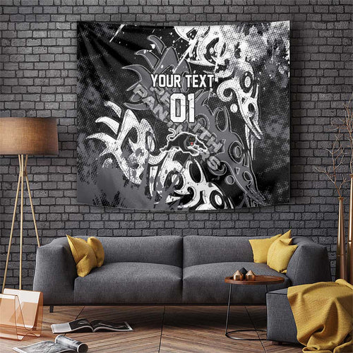 Personalized Penrith Panthers Rugby Tapestry Urban Street Graffiti Style - Distressed Splatter Elements