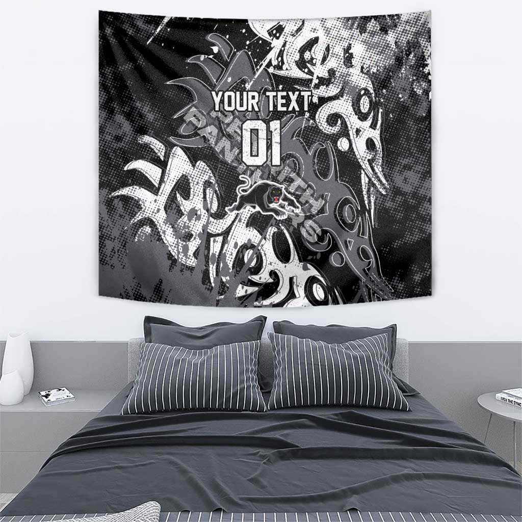 Personalized Penrith Panthers Rugby Tapestry Urban Street Graffiti Style - Distressed Splatter Elements