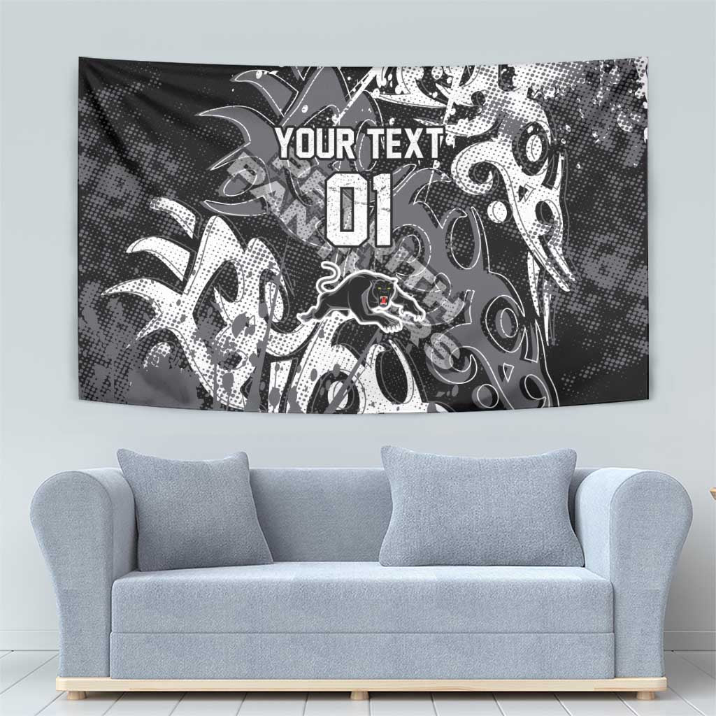 Personalized Penrith Panthers Rugby Tapestry Urban Street Graffiti Style - Distressed Splatter Elements