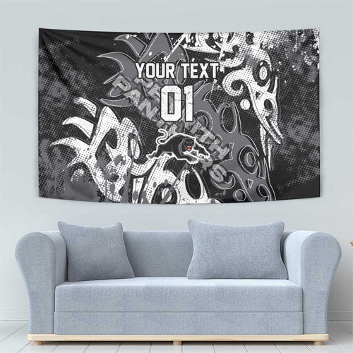 Personalized Penrith Panthers Rugby Tapestry Urban Street Graffiti Style - Distressed Splatter Elements