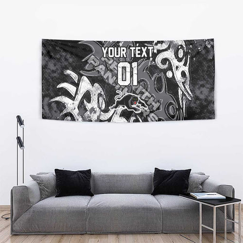 Personalized Penrith Panthers Rugby Tapestry Urban Street Graffiti Style - Distressed Splatter Elements