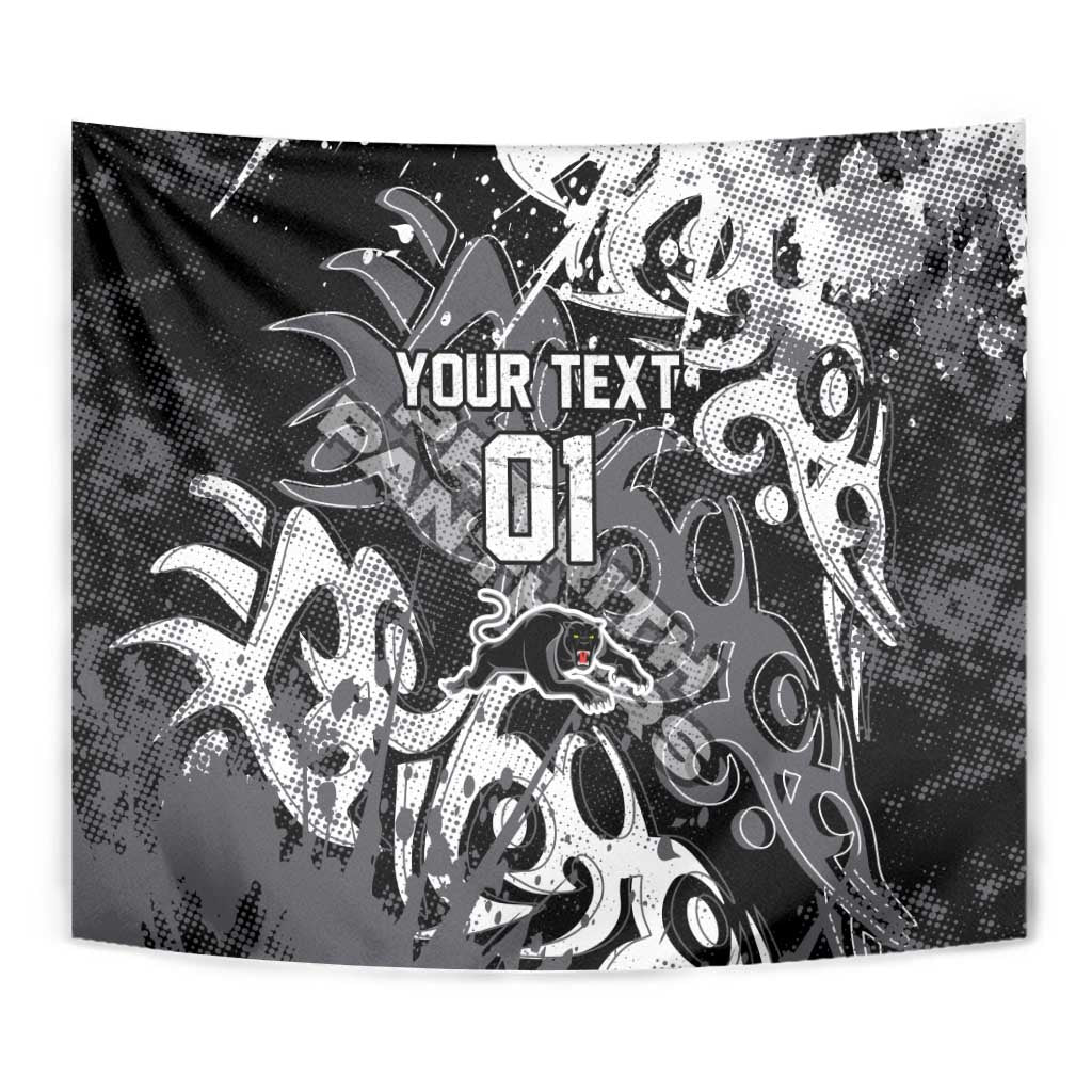Personalized Penrith Panthers Rugby Tapestry Urban Street Graffiti Style - Distressed Splatter Elements