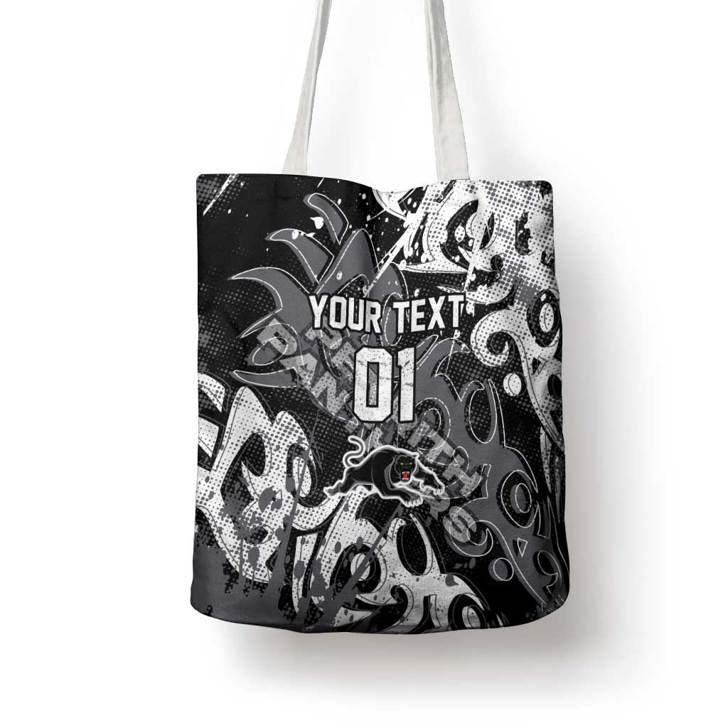 Personalized Penrith Panthers Rugby Tote Bag Urban Street Graffiti Style - Distressed Splatter Elements