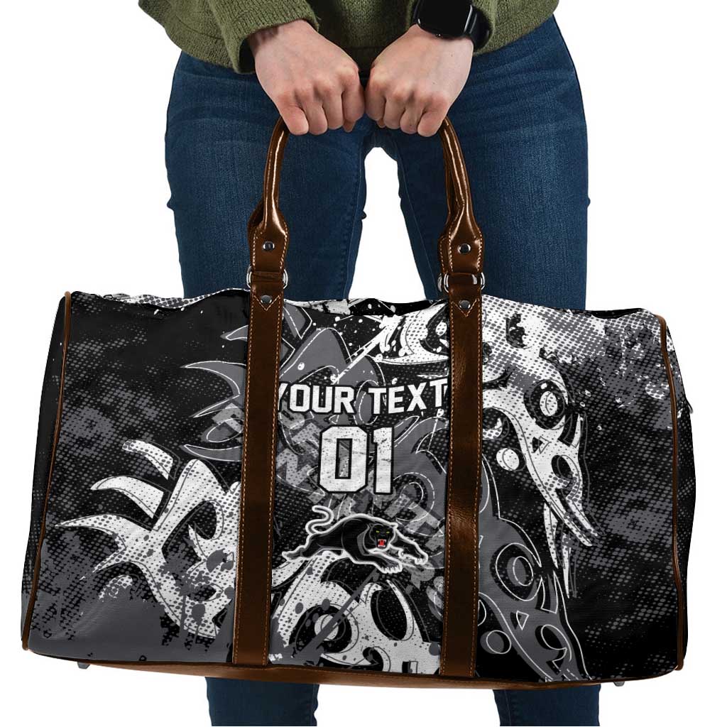 Personalized Penrith Panthers Rugby Travel Bag Urban Street Graffiti Style - Distressed Splatter Elements