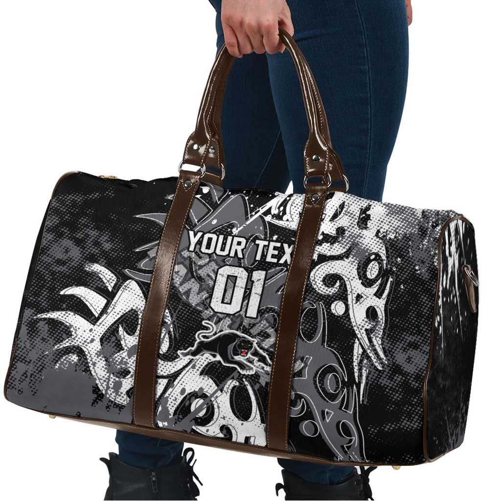 Personalized Penrith Panthers Rugby Travel Bag Urban Street Graffiti Style - Distressed Splatter Elements