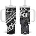 Personalized Penrith Panthers Rugby Tumbler With Handle Urban Street Graffiti Style - Distressed Splatter Elements