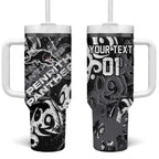 Personalized Penrith Panthers Rugby Tumbler With Handle Urban Street Graffiti Style - Distressed Splatter Elements
