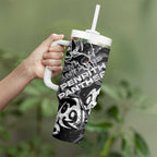 Personalized Penrith Panthers Rugby Tumbler With Handle Urban Street Graffiti Style - Distressed Splatter Elements
