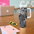 Personalized Penrith Panthers Rugby Tumbler With Handle Urban Street Graffiti Style - Distressed Splatter Elements