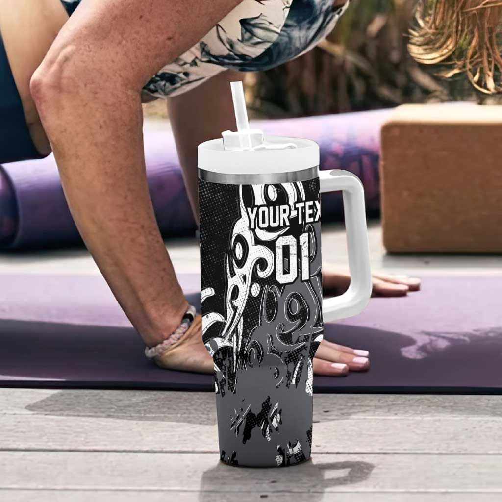 Personalized Penrith Panthers Rugby Tumbler With Handle Urban Street Graffiti Style - Distressed Splatter Elements