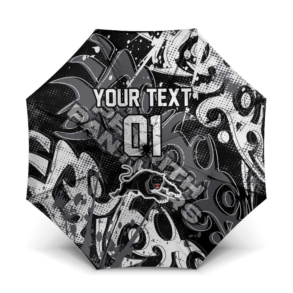 Personalized Penrith Panthers Rugby Umbrella Urban Street Graffiti Style - Distressed Splatter Elements