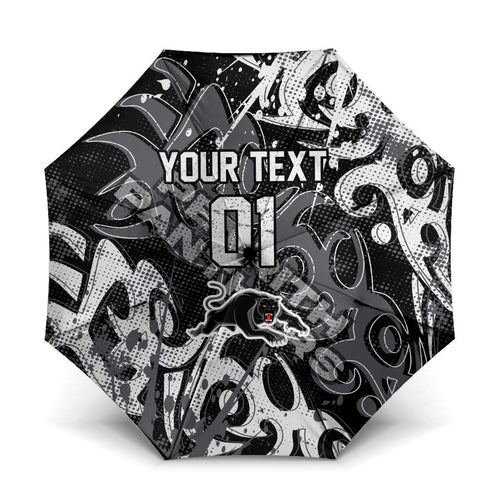 Personalized Penrith Panthers Rugby Umbrella Urban Street Graffiti Style - Distressed Splatter Elements
