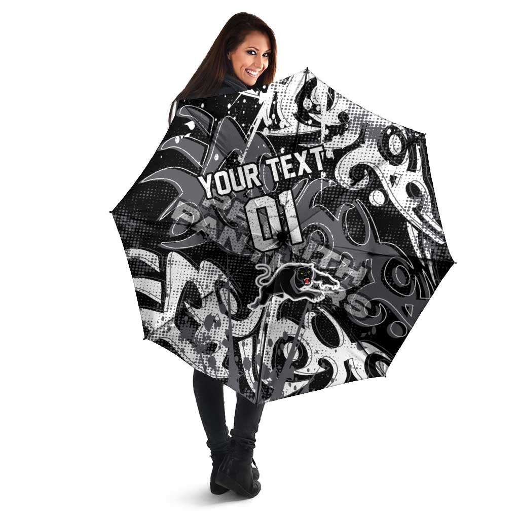 Personalized Penrith Panthers Rugby Umbrella Urban Street Graffiti Style - Distressed Splatter Elements