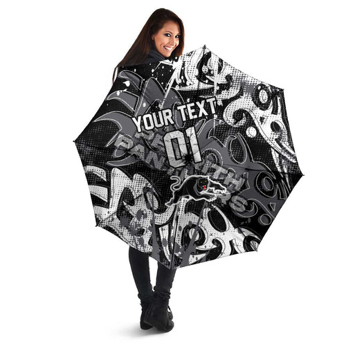 Personalized Penrith Panthers Rugby Umbrella Urban Street Graffiti Style - Distressed Splatter Elements