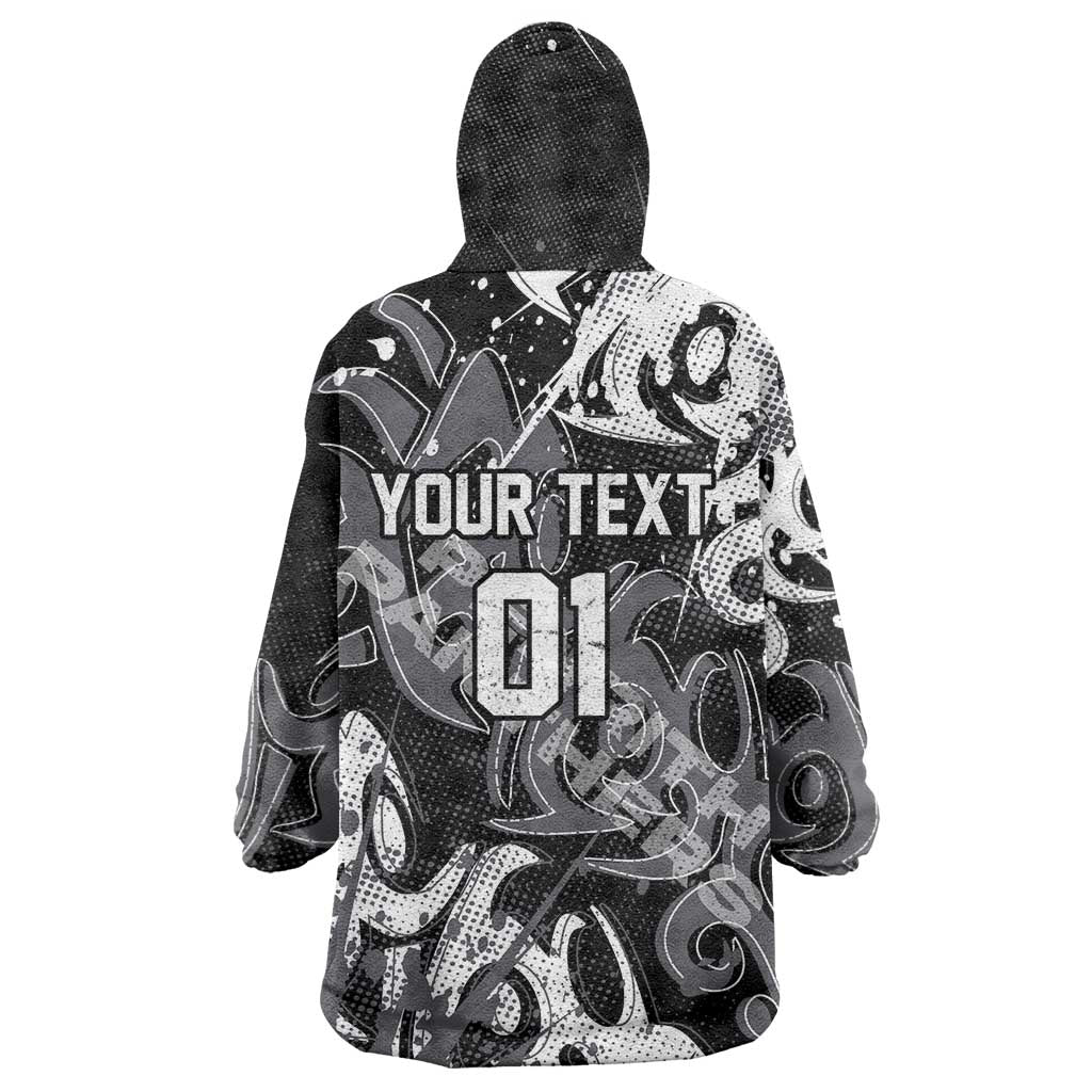 Personalized Penrith Panthers Rugby Wearable Blanket Hoodie Urban Street Graffiti Style - Distressed Splatter Elements