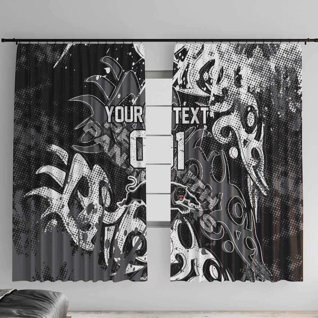 Personalized Penrith Panthers Rugby Window Curtain Urban Street Graffiti Style - Distressed Splatter Elements