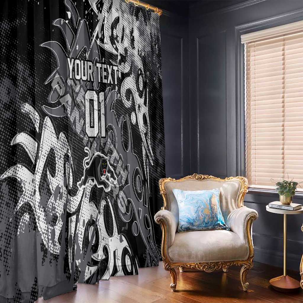 Personalized Penrith Panthers Rugby Window Curtain Urban Street Graffiti Style - Distressed Splatter Elements