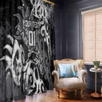 Personalized Penrith Panthers Rugby Window Curtain Urban Street Graffiti Style - Distressed Splatter Elements