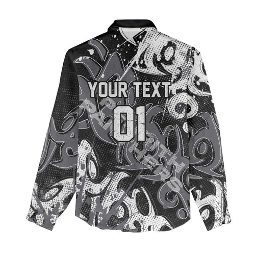 Personalized Penrith Panthers Rugby Women Casual Shirt Urban Street Graffiti Style - Distressed Splatter Elements
