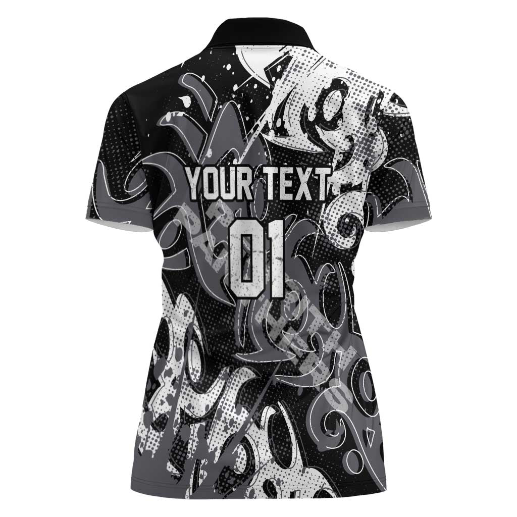 Personalized Penrith Panthers Rugby Women Polo Shirt Urban Street Graffiti Style - Distressed Splatter Elements