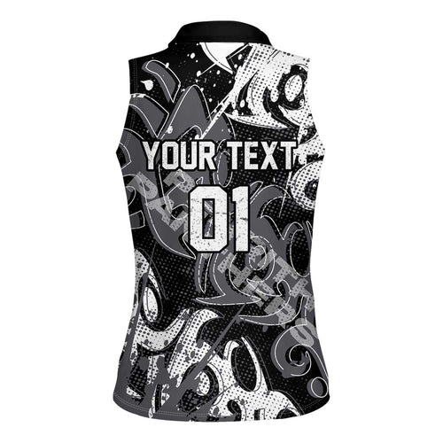 Personalized Penrith Panthers Rugby Women Sleeveless Polo Shirt Urban Street Graffiti Style - Distressed Splatter Elements