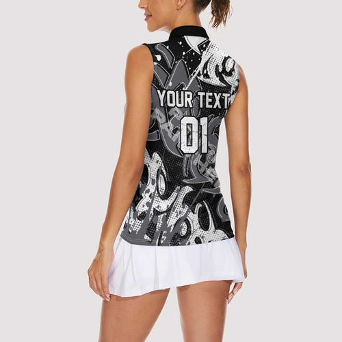 Personalized Penrith Panthers Rugby Women Sleeveless Polo Shirt Urban Street Graffiti Style - Distressed Splatter Elements