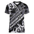 Personalized Penrith Panthers Rugby Women V-Neck T-Shirt Urban Street Graffiti Style - Distressed Splatter Elements