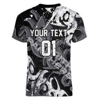 Personalized Penrith Panthers Rugby Women V-Neck T-Shirt Urban Street Graffiti Style - Distressed Splatter Elements