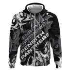 Personalized Penrith Panthers Rugby Zip Hoodie Urban Street Graffiti Style - Distressed Splatter Elements